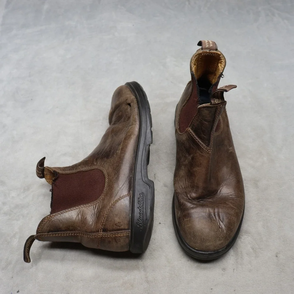 Blundstone‎ Mens 8 Chelsea Boots Brown Leather Rugged Slip On Workwear READ